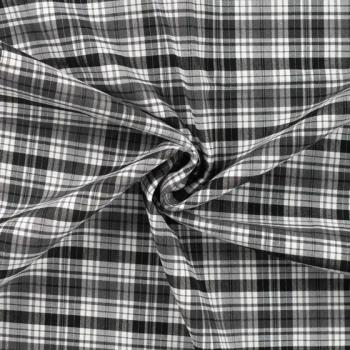 Preview: Polyester-Webware Karo in Schwarz/Weiß, Meterware im Detail